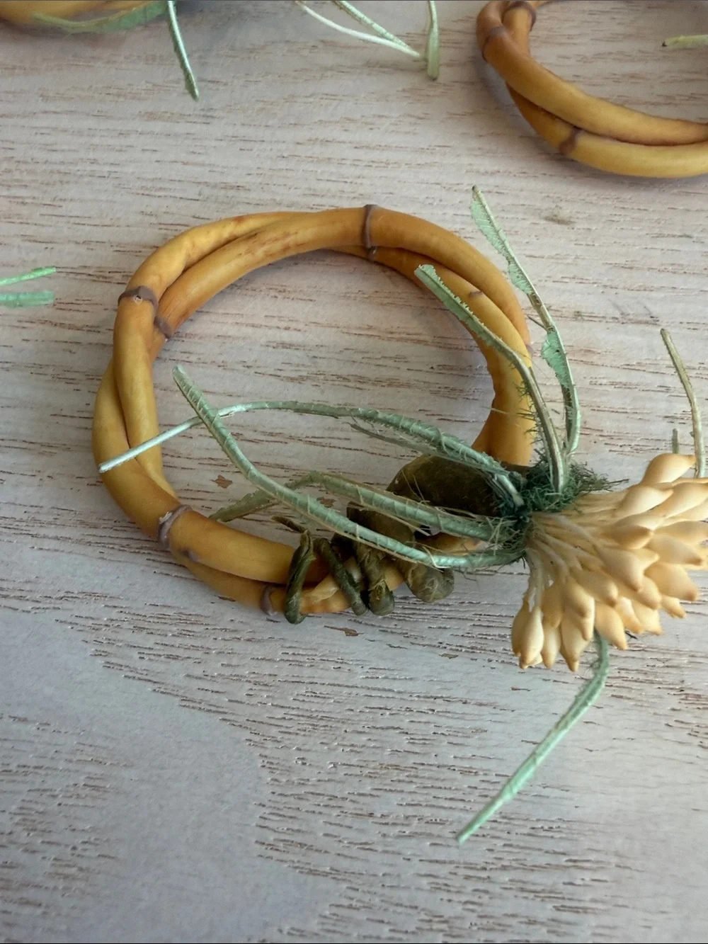 Handcrafted Bamboo/Floral Napkin Rings - Set of 4